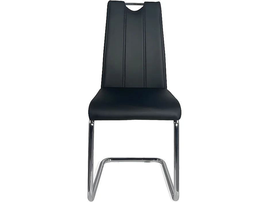 Lot 2 chaises de salle à manger simili cuir pieds chrome design contemporain ABLA (noir)