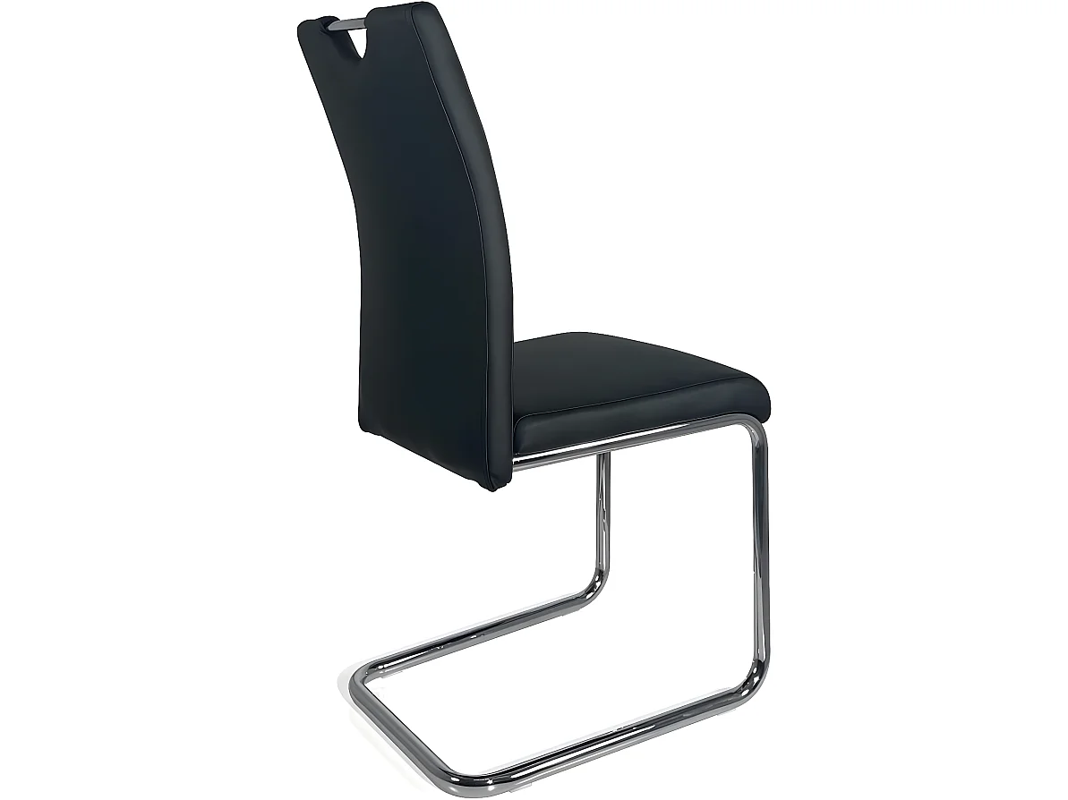 Lot 2 chaises de salle à manger simili cuir pieds chrome design contemporain ABLA (noir)