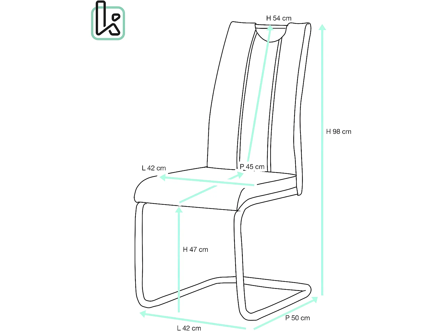 Lot 2 chaises de salle à manger simili cuir pieds chrome design contemporain ABLA (noir)