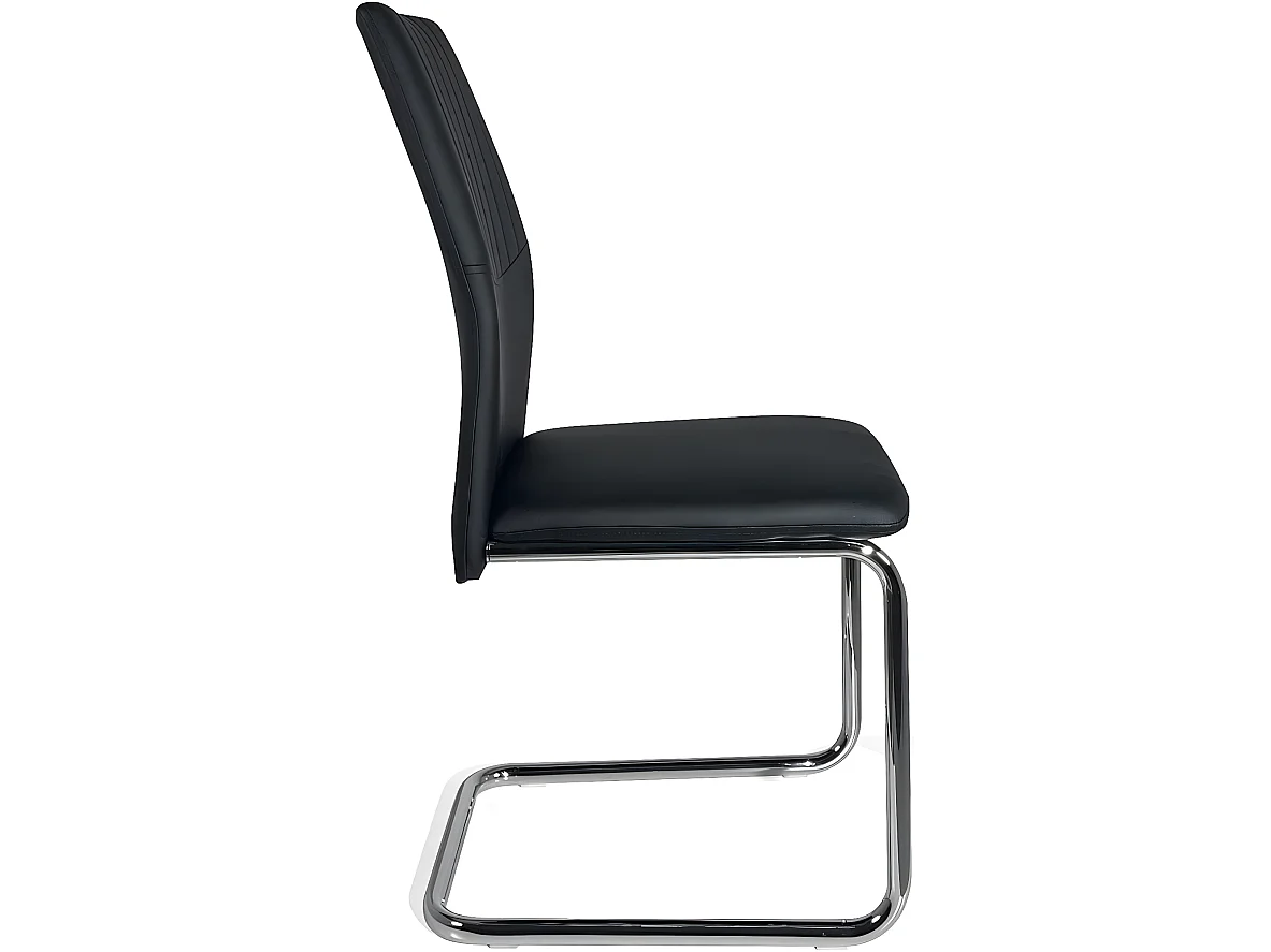 Lot 2 chaises de salle à manger contemporaine simili cuir et chrome DINA (noir)