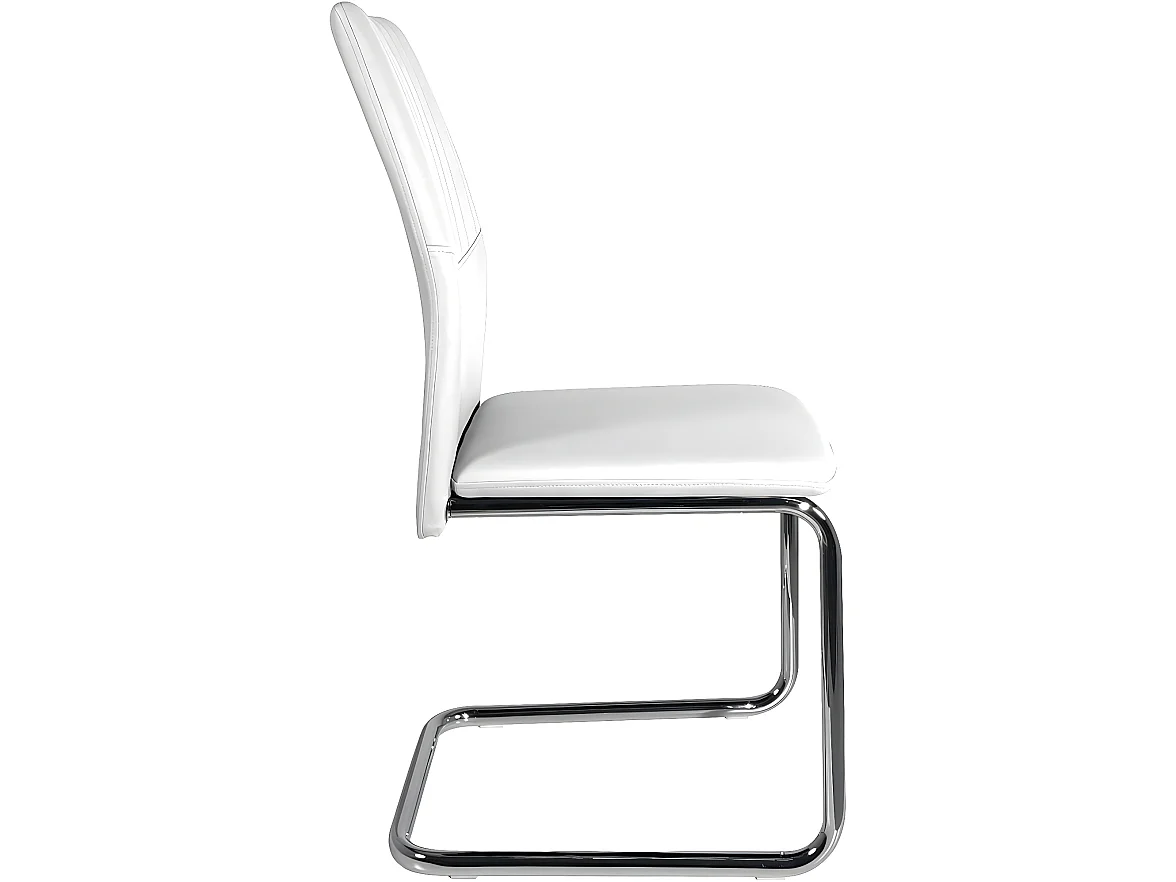 Lot 2 chaises de salle à manger contemporaine simili cuir et chrome DINA (blanc)