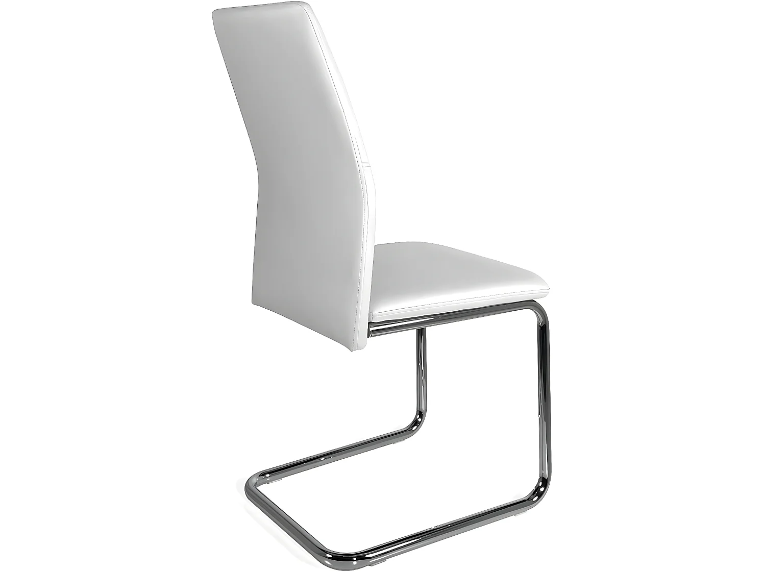 Lot 2 chaises de salle à manger contemporaine simili cuir et chrome DINA (blanc)