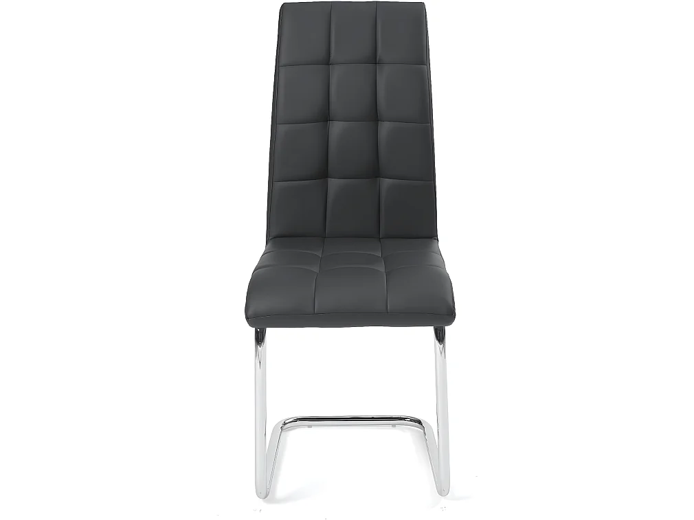 Lot 2 chaises salle a manger haut dossier simili cuir matelassé rembourré pieds chromé MAXI ( noir )