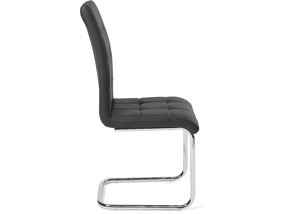 Lot 2 chaises salle a manger haut dossier simili cuir matelassé rembourré pieds chromé MAXI ( noir )