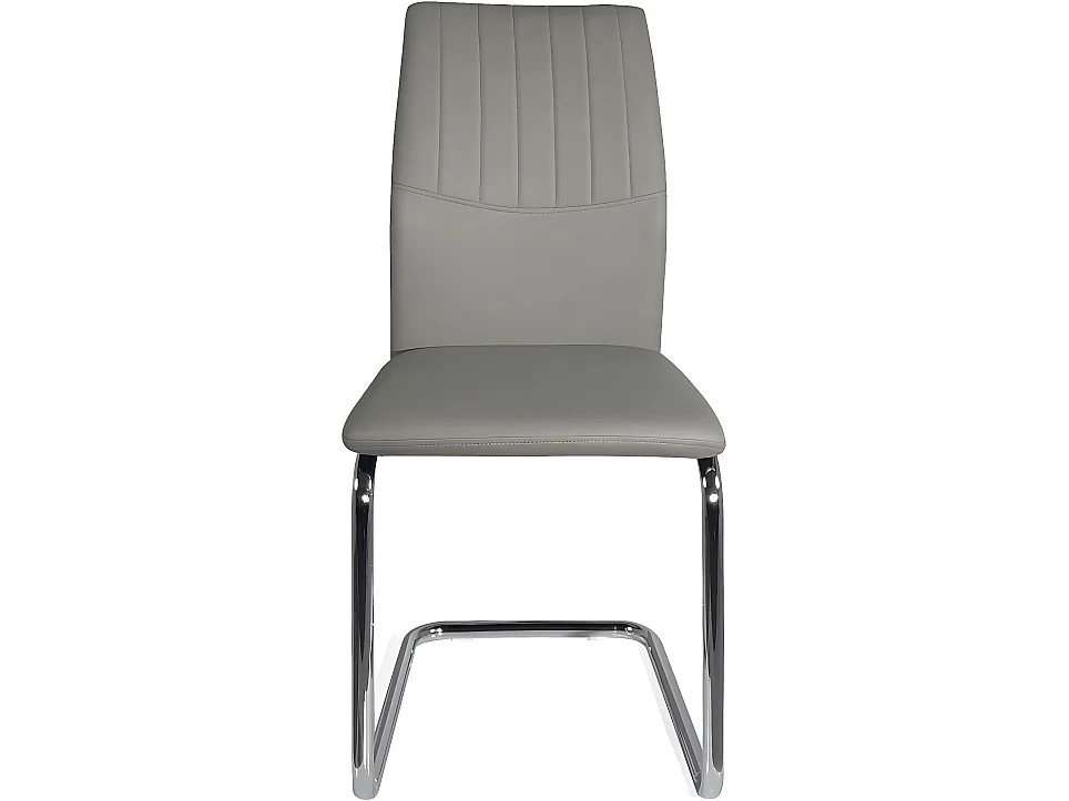 Lot 2 chaises de salle à manger contemporaine simili cuir et chrome DINA (gris)