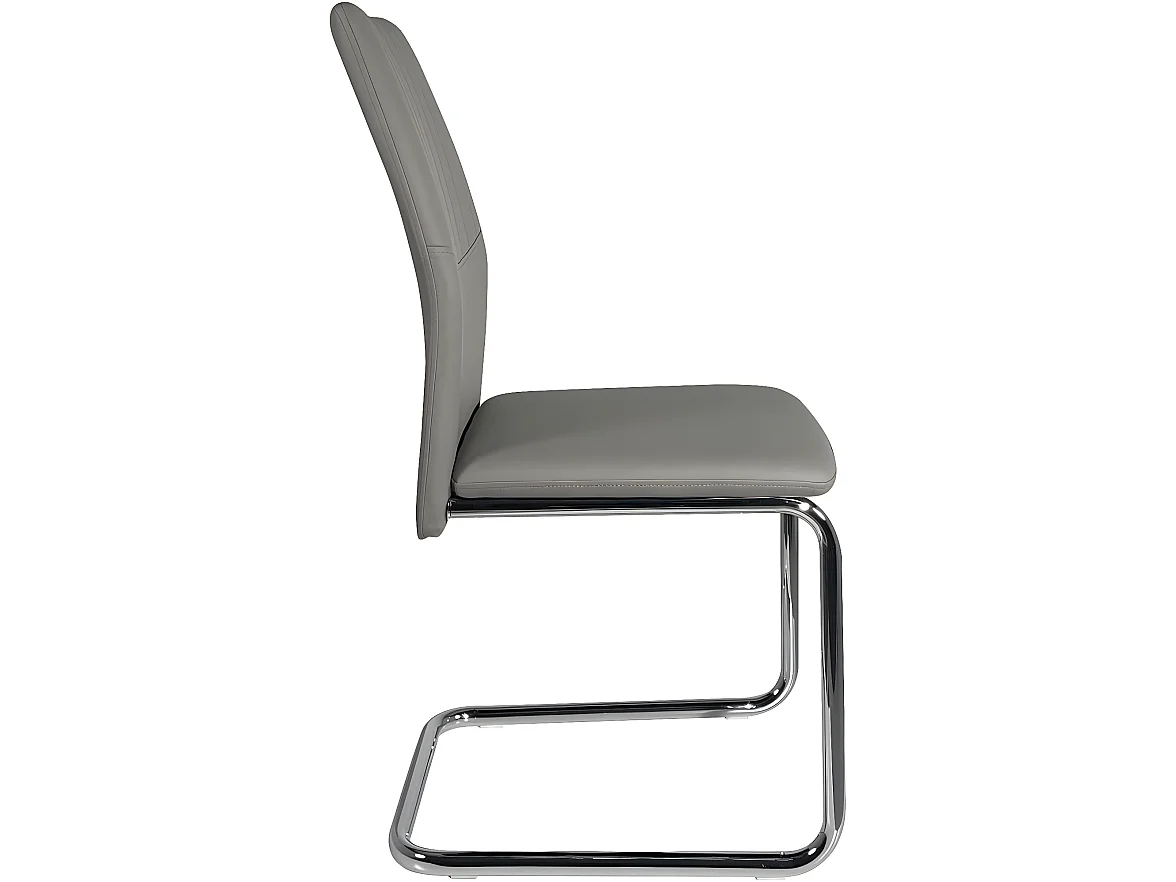 Lot 2 chaises de salle à manger contemporaine simili cuir et chrome DINA (gris)