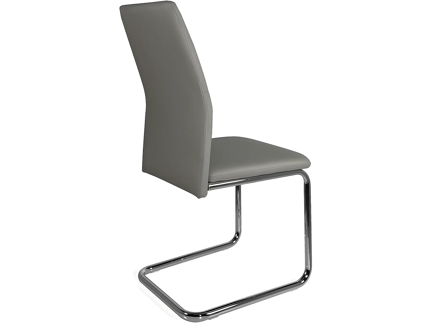 Lot 2 chaises de salle à manger contemporaine simili cuir et chrome DINA (gris)