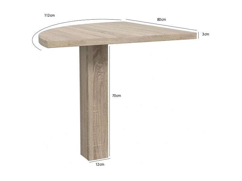 Option angle arrondi pour bureau décor chêne clair - OPIO