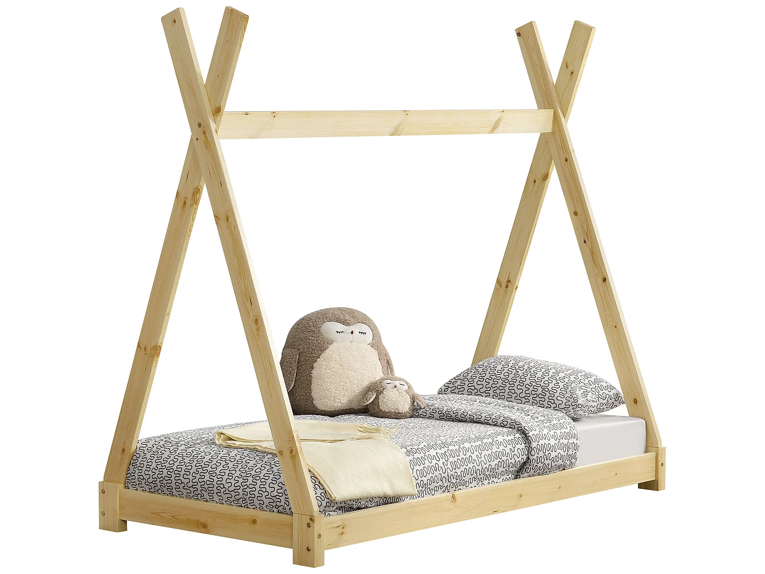 Lit de Tipi pour Enfant Onejda Bois Naturel 160 x 80 cm [en.casa]