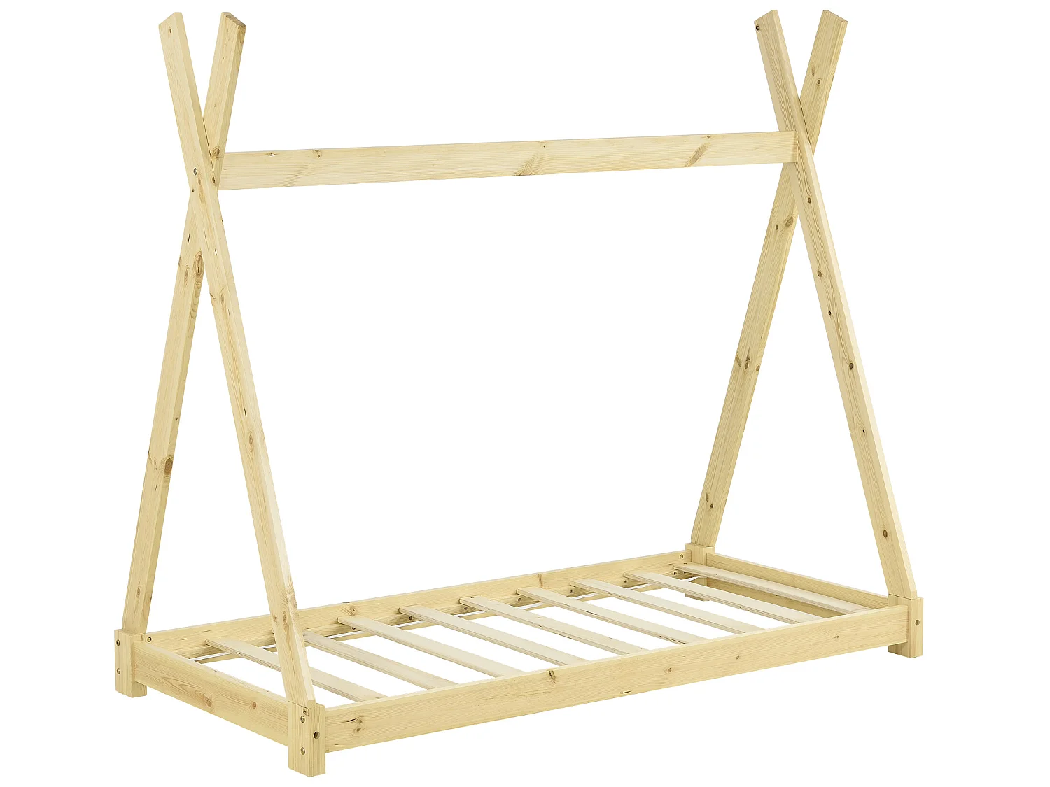 Lit de Tipi pour Enfant Onejda Bois Naturel 160 x 80 cm [en.casa]