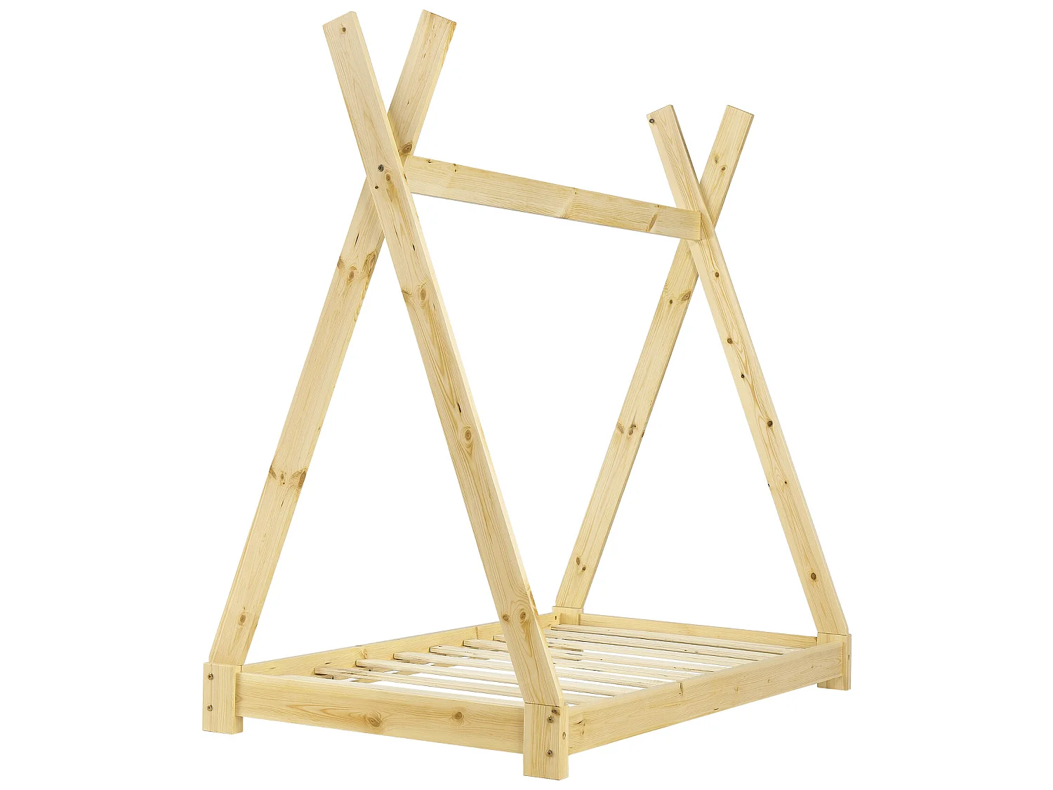 Lit de Tipi pour Enfant Onejda Bois Naturel 160 x 80 cm [en.casa]
