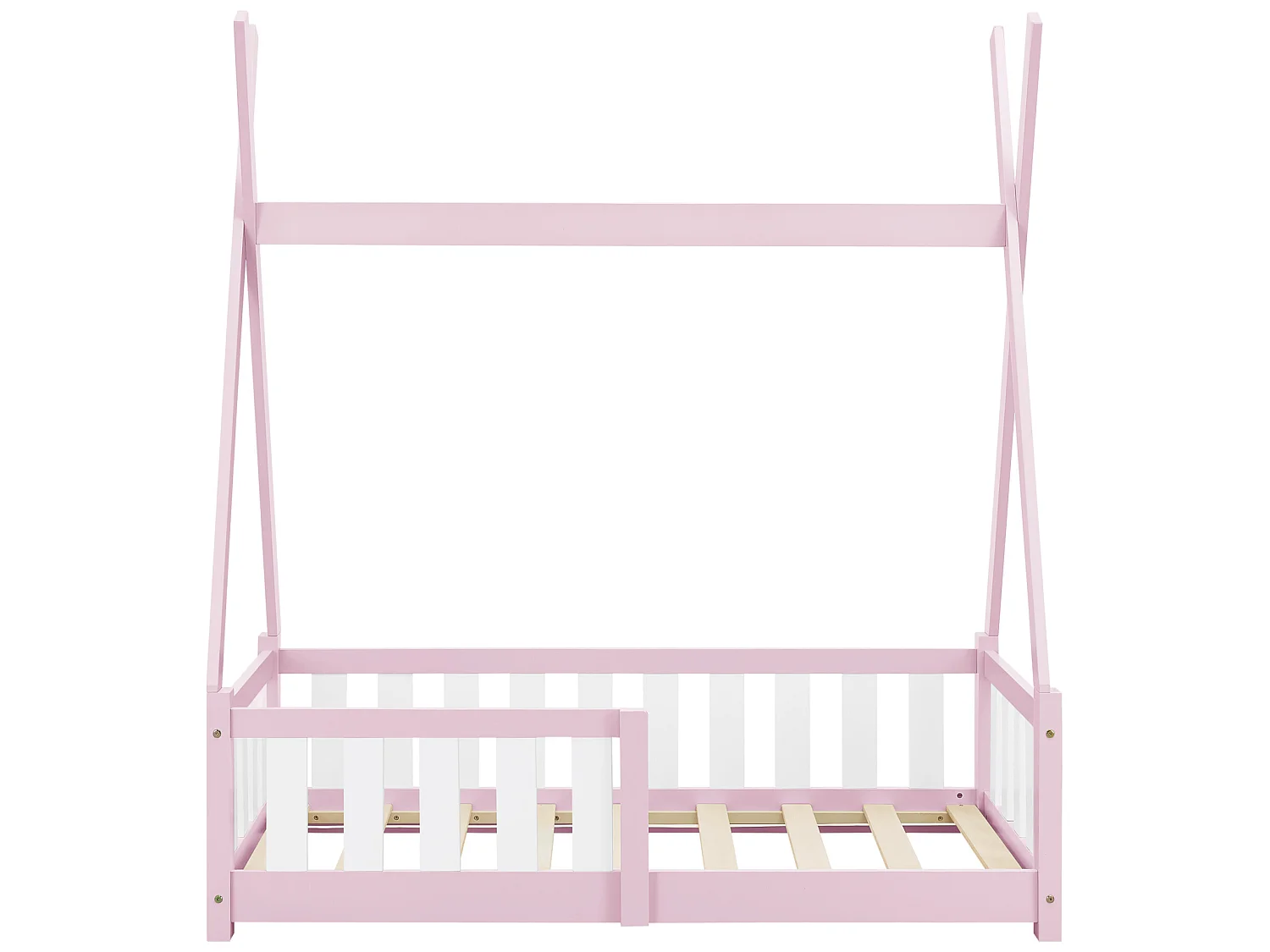 Lit Tipi pour Enfants Helsingborg avec Grille de Sécurité Pin 140 x 70 cm Rose [en.casa]