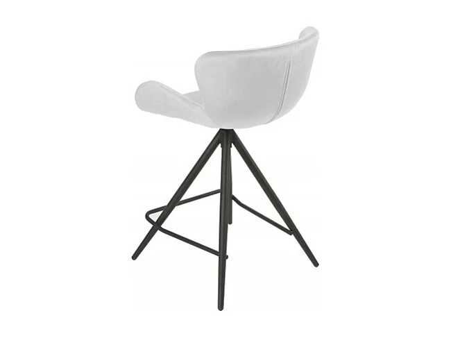 Chaise de bar en tissu velours gris clair et pieds métal - LOTUS