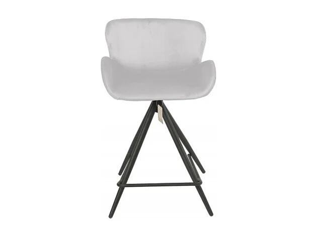 Chaise de bar en tissu velours gris clair et pieds métal - LOTUS