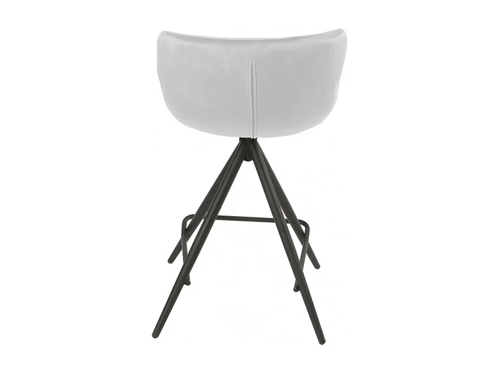 Chaise de bar en tissu velours gris clair et pieds métal - LOTUS