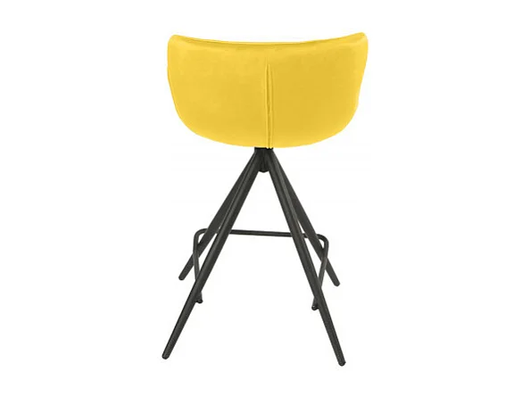 Chaise de bar en tissu velours jaune et pieds métal - LOTUS