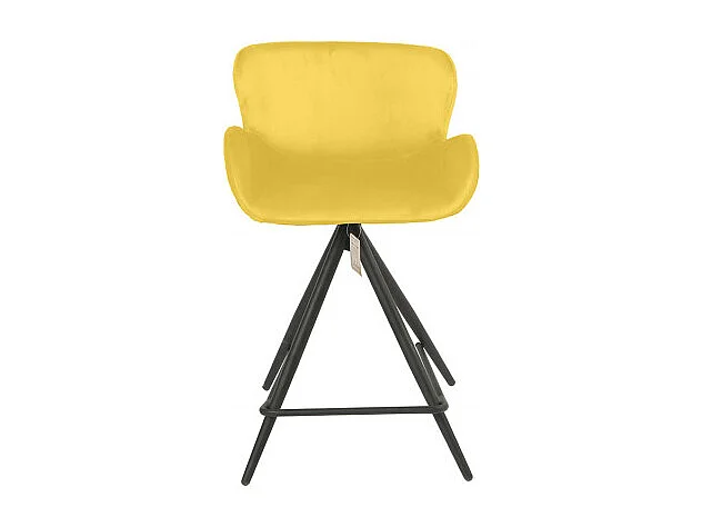 Chaise de bar en tissu velours jaune et pieds métal - LOTUS