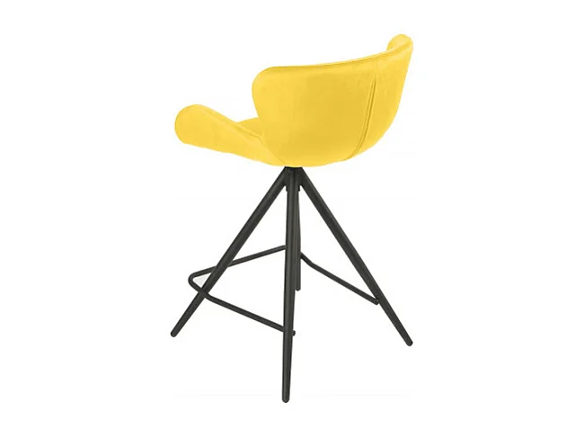 Chaise de bar en tissu velours jaune et pieds métal - LOTUS