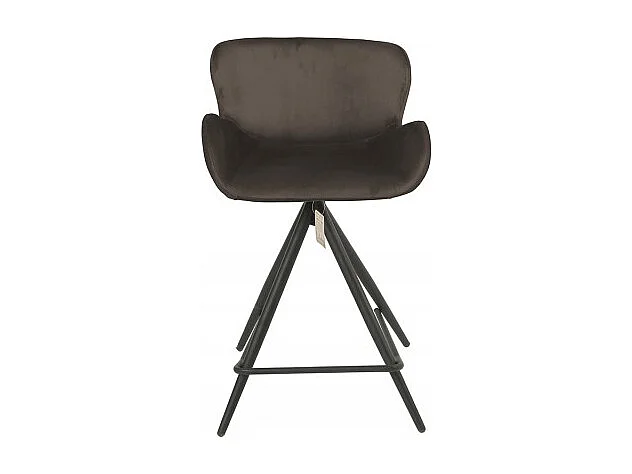 Chaise de bar en tissu velours marron et pieds métal - LOTUS