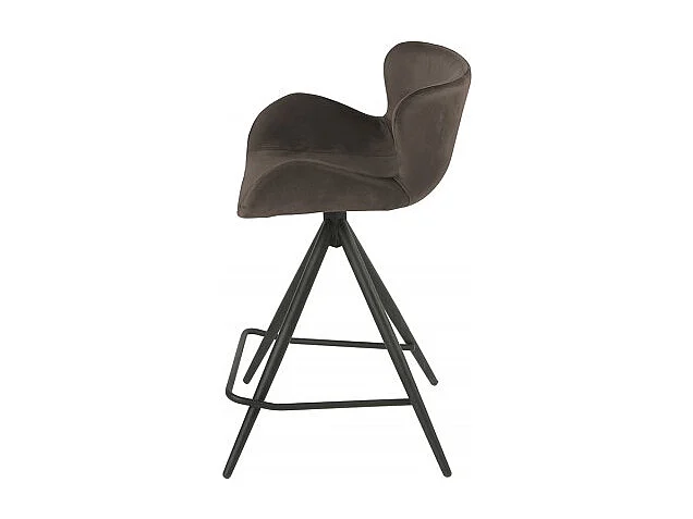 Chaise de bar en tissu velours marron et pieds métal - LOTUS