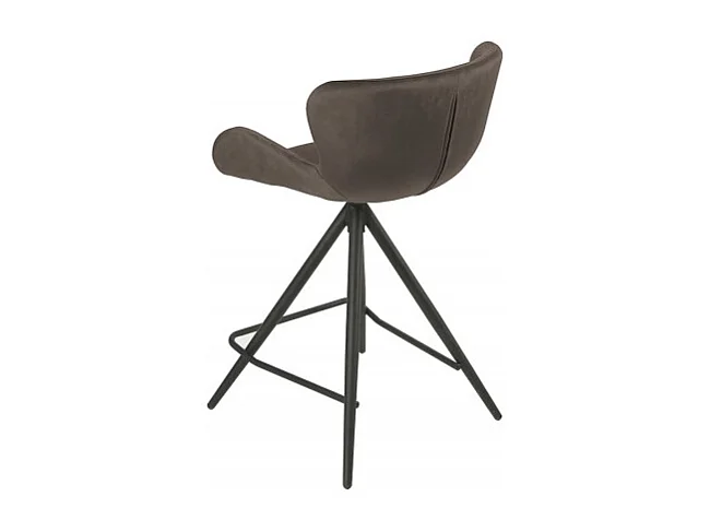 Chaise de bar en tissu velours marron et pieds métal - LOTUS