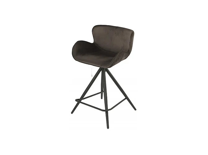 Chaise de bar en tissu velours marron et pieds métal - LOTUS