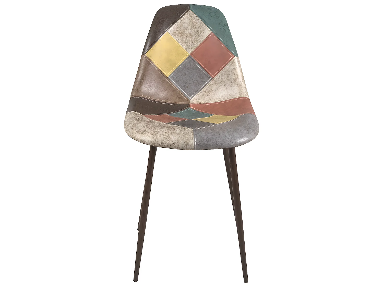 Lot 2 chaises Patchwork rembourré Salle à Manger Pieds métal ton bois NOVA (marron)