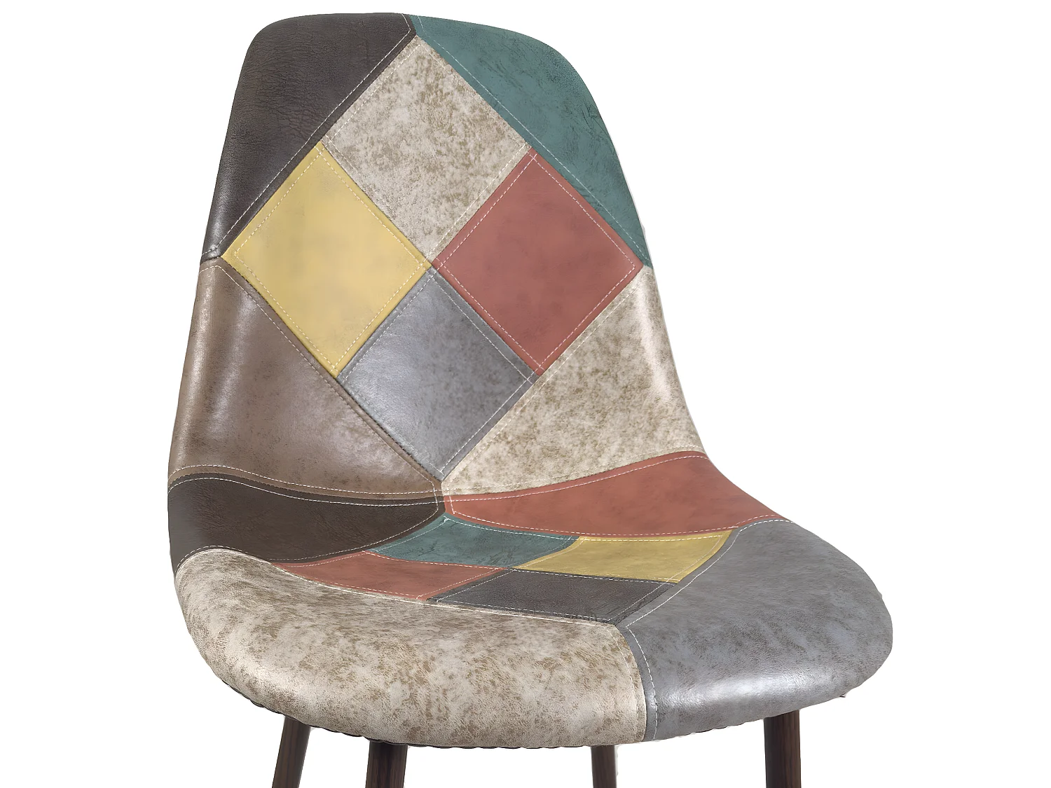 Lot 2 chaises Patchwork rembourré Salle à Manger Pieds métal ton bois NOVA (marron)