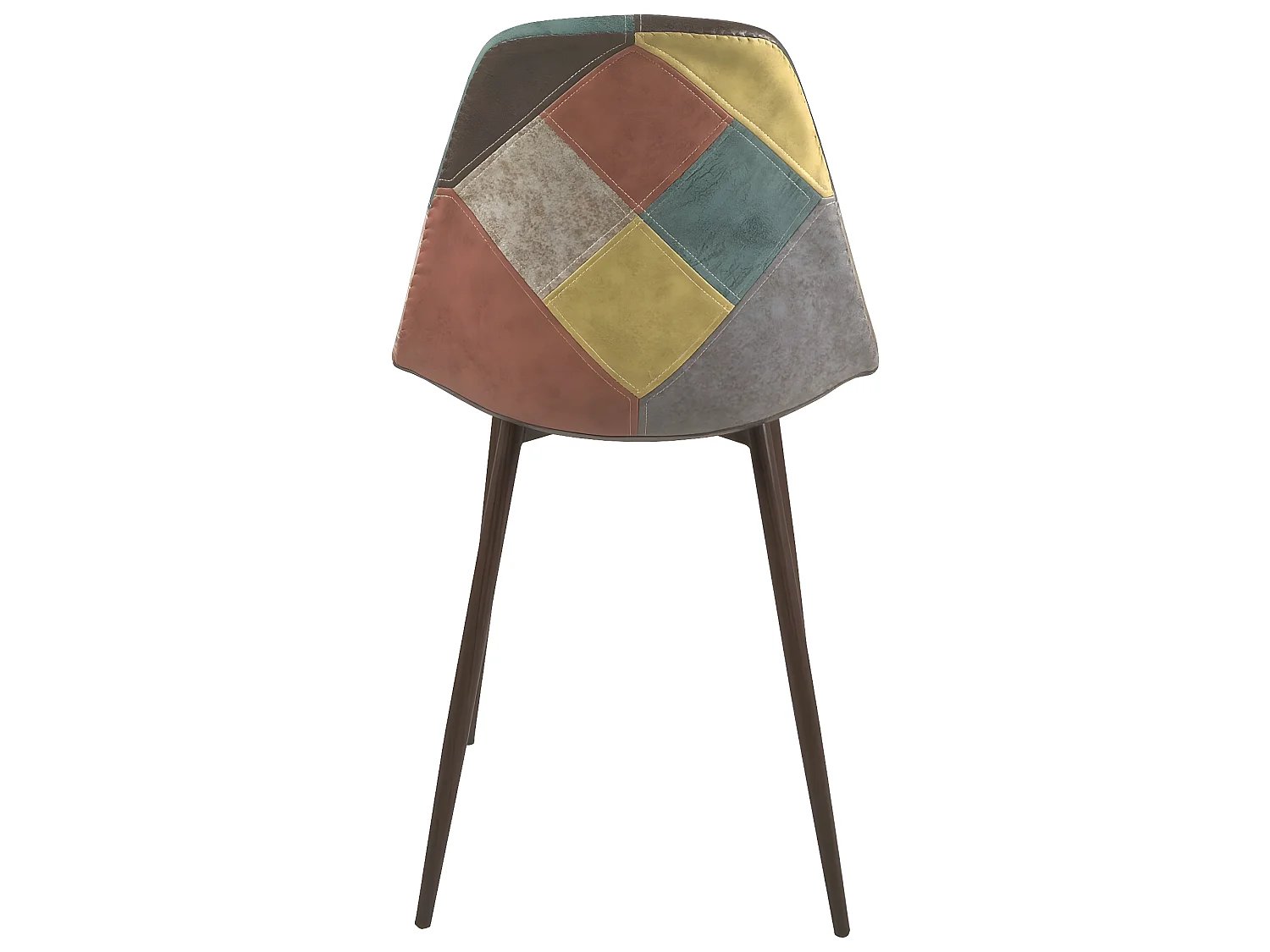 Lot 2 chaises Patchwork rembourré Salle à Manger Pieds métal ton bois NOVA (marron)