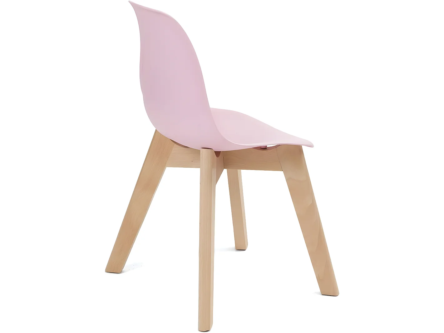 Lot 2 chaises scandinaves enfant siège plastique souple résistant pieds bois clair JUBA (Rose)