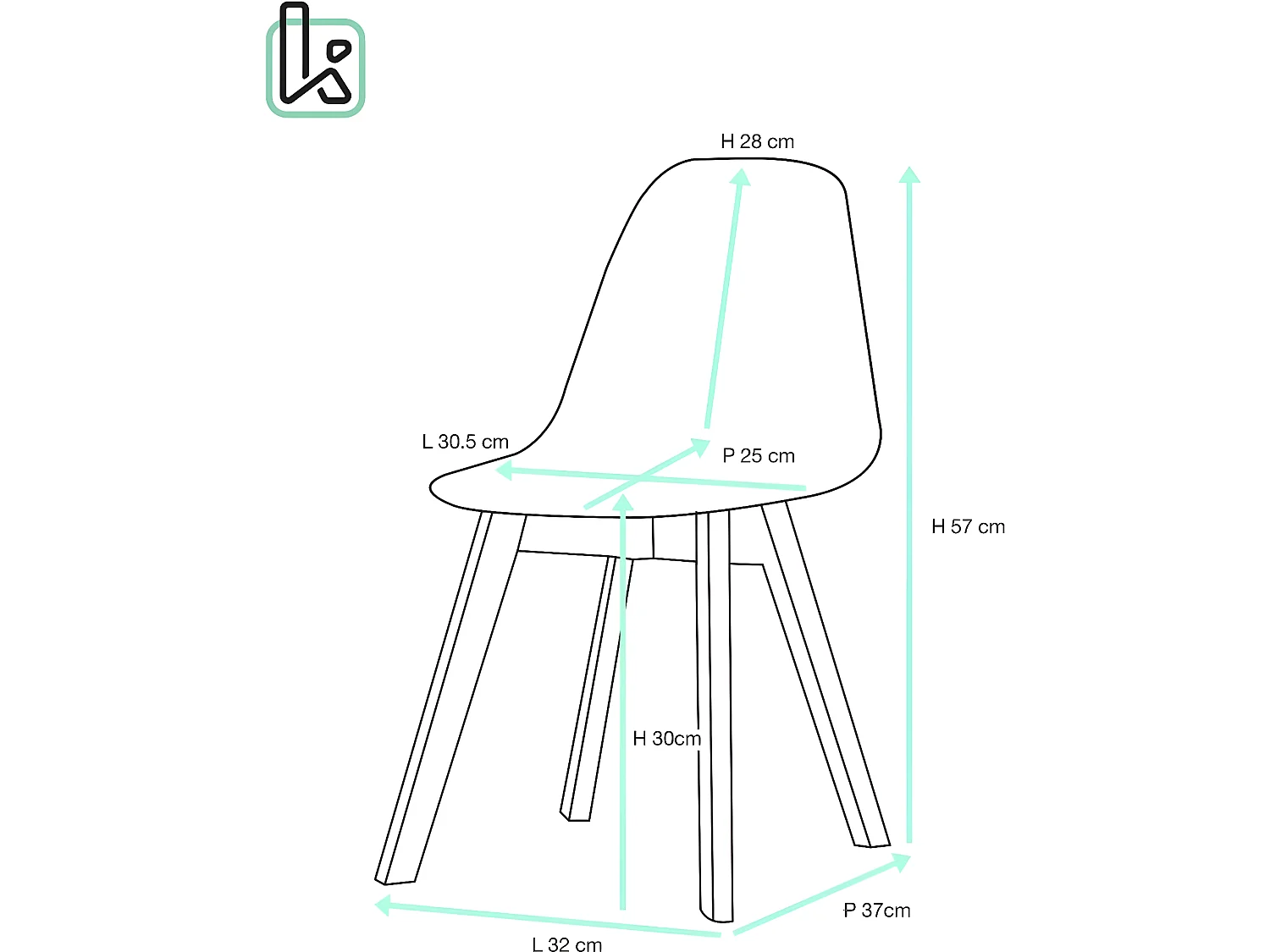 Lot 2 chaises scandinaves enfant siège plastique souple résistant pieds bois clair JUBA (Rose)