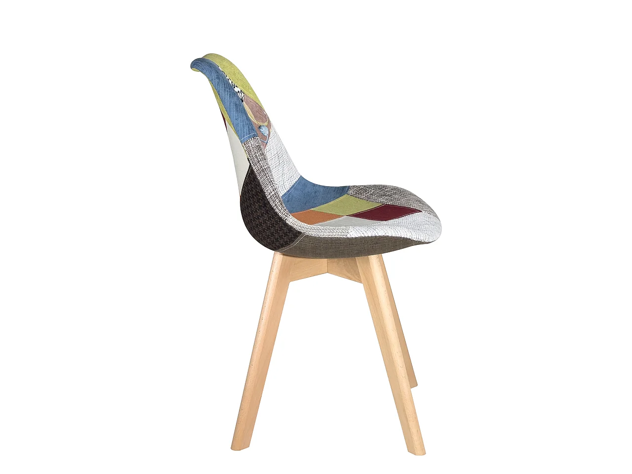 Lot de 2 chaises scandinaves patchwork tissu rembourrées pieds bois hêtre clair LAO (floral)