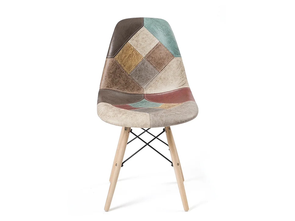 Lot 2 chaises scandinaves siège patchwork rembourré pieds bois NADIR (Marron)