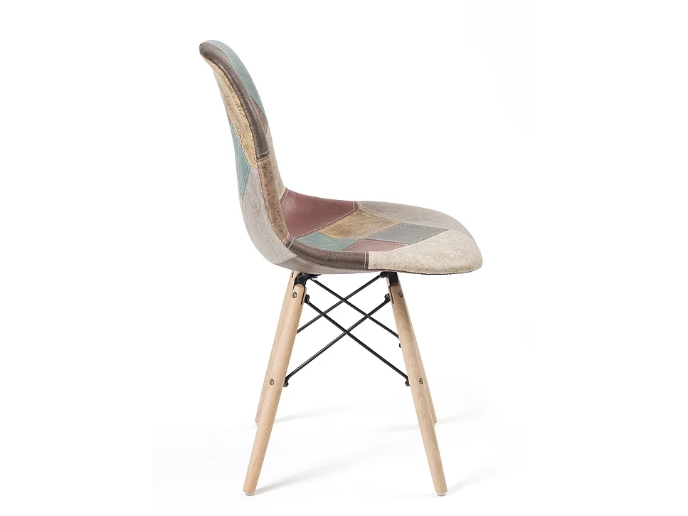 Lot 2 chaises scandinaves siège patchwork rembourré pieds bois NADIR (Marron)