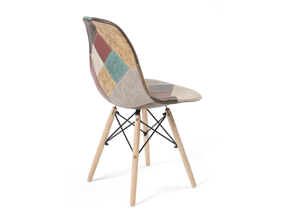 Lot 2 chaises scandinaves siège patchwork rembourré pieds bois NADIR (Marron)