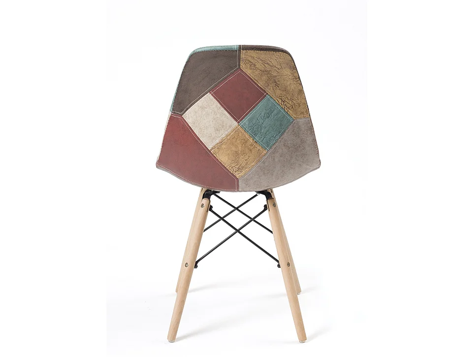 Lot 2 chaises scandinaves siège patchwork rembourré pieds bois NADIR (Marron)