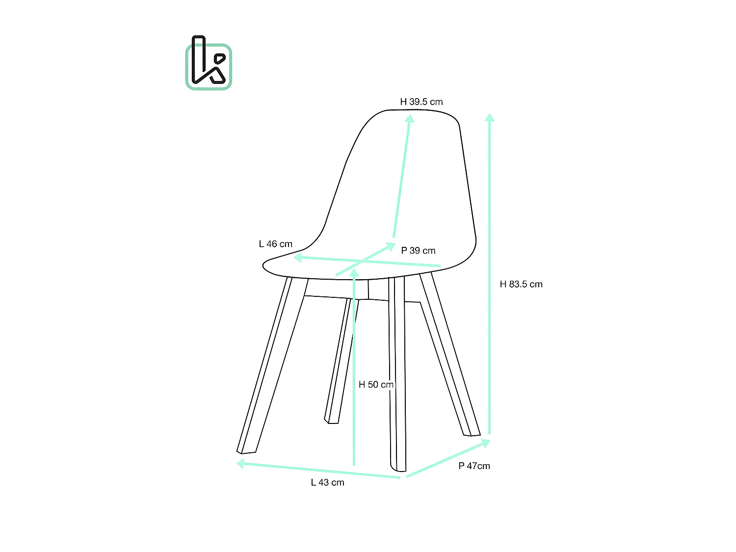 Lot 2 chaises patchwork multicolore scandinaves rembourrées pieds bois clair NADA (gris bleu)