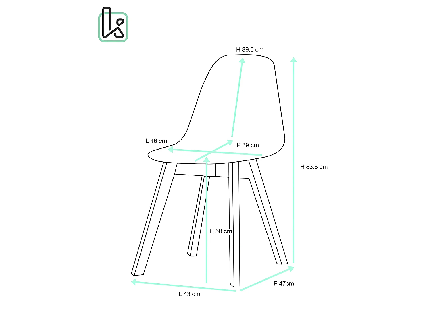 Lot 2 chaises patchwork multicolore scandinaves rembourrées pieds bois clair NADA (gris bleu)