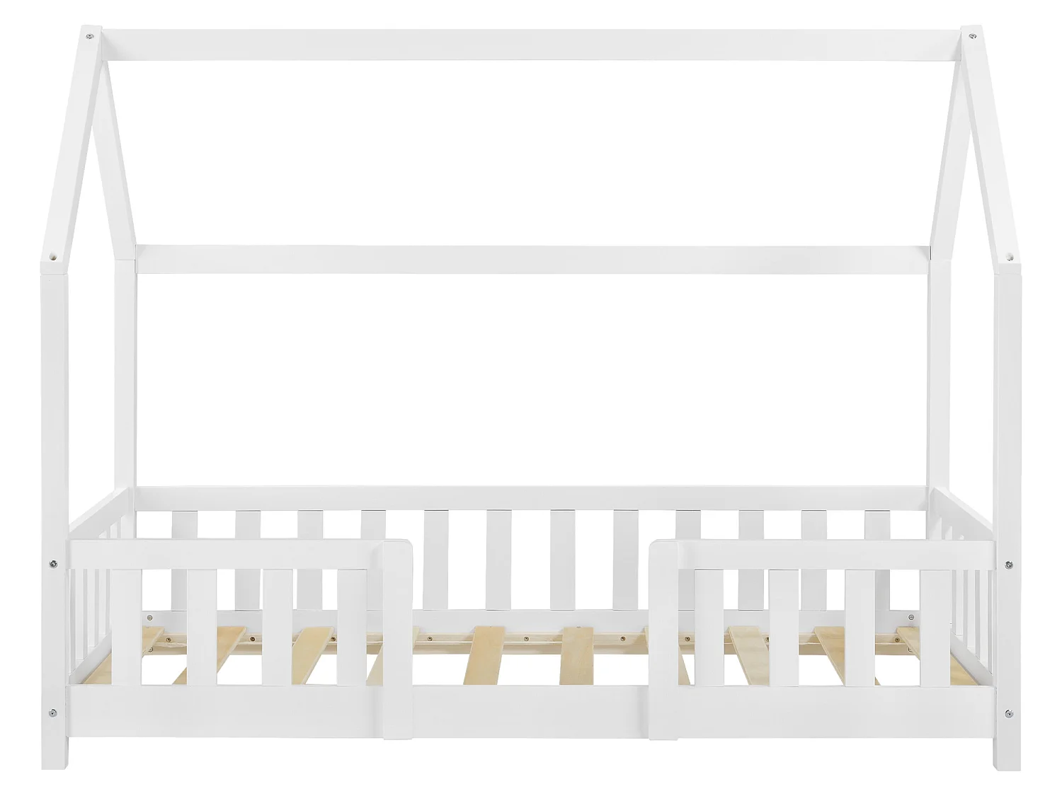 Lit d'Enfant Design Forme Maison Sisimiut Pin 160 x 80 cm Blanc Mat Laqué [en.casa]