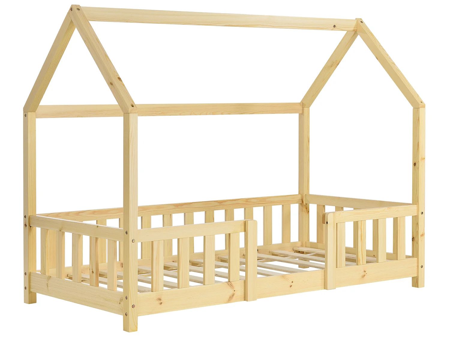 Lit d'Enfant Design Forme Maison Sisimiut Pin 160 x 80 cm Naturel [en.casa]