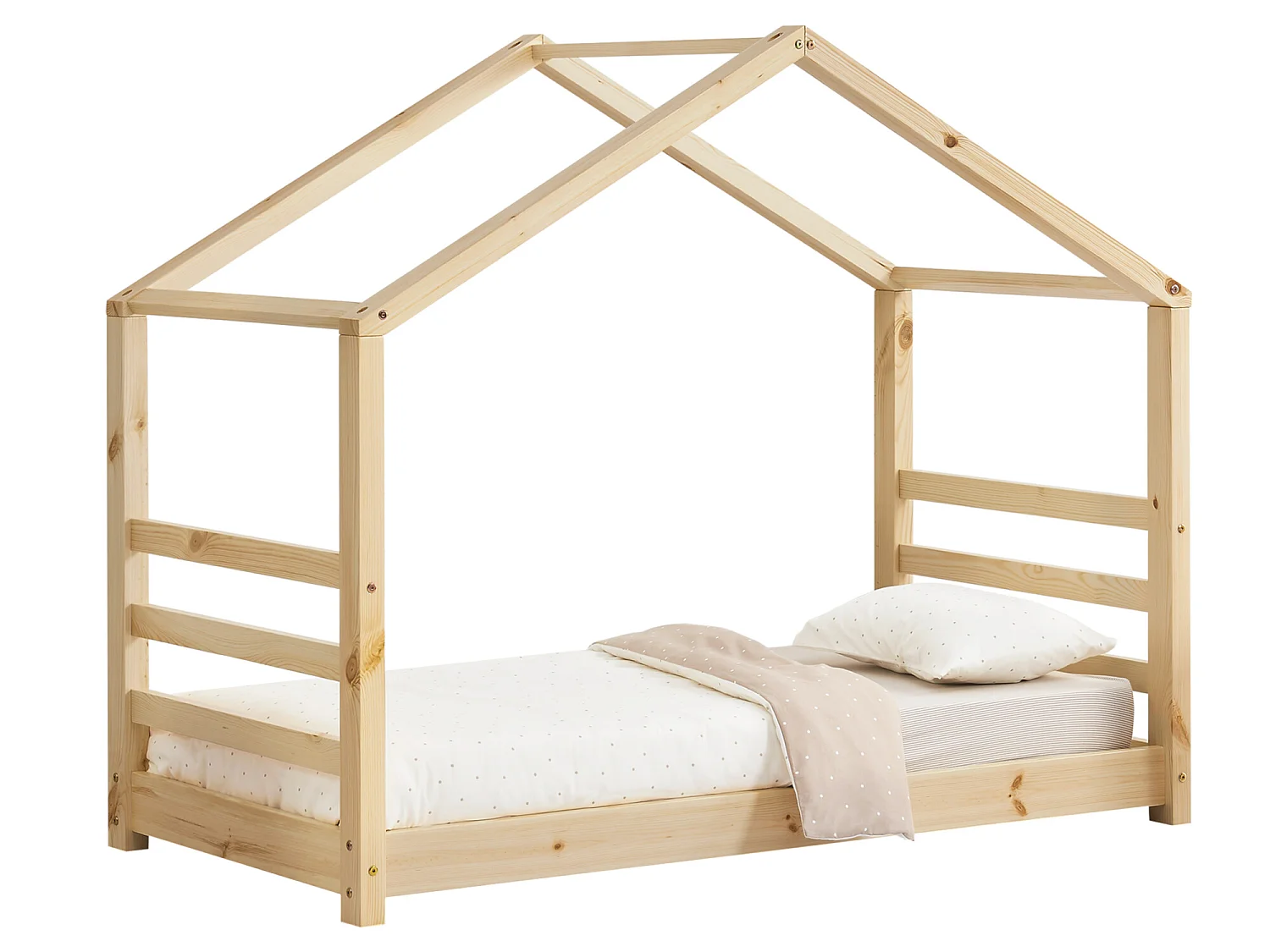 Lit d'enfant Vardø Bois Naturel 166x88x134cm [en.casa]