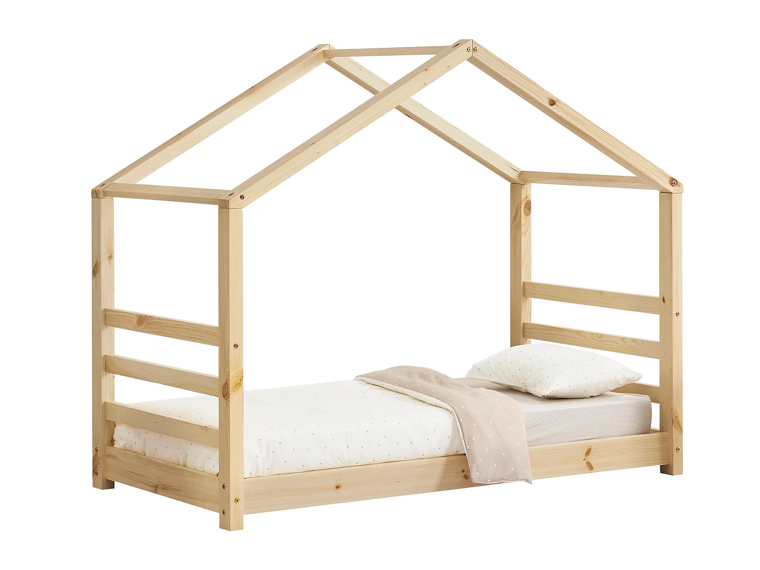 Lit d'enfant Vardø Bois Naturel 166x88x134cm [en.casa]