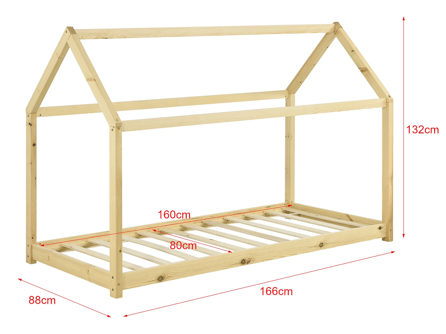 Lit Enfant Design Maison Netstal Pin 160 x 80 cm Naturel [en.casa]