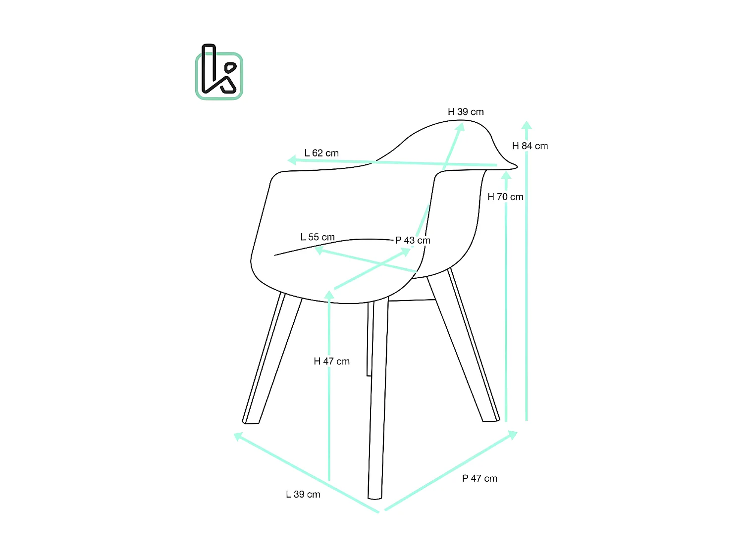 Lote de 2 sillas escandinavas con reposabrazos, asiento acolchado de patchwork multicolor, patas de madera de haya clara NEDA (marrón)