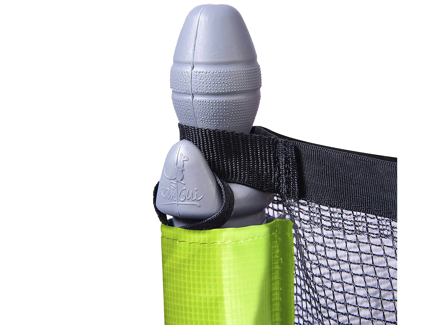 Kangui - Trampoline de jardin 244 cm + filet de sécurité + échelle + bâche de protection + kit d'ancrage JUMPI Taupe/Vert 250