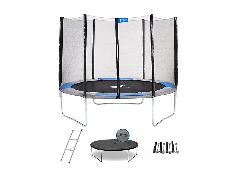 Kangui - Trampoline rond Ø300cm avec filet, échelle, bâche et kit d'ancrage - RALLI 300