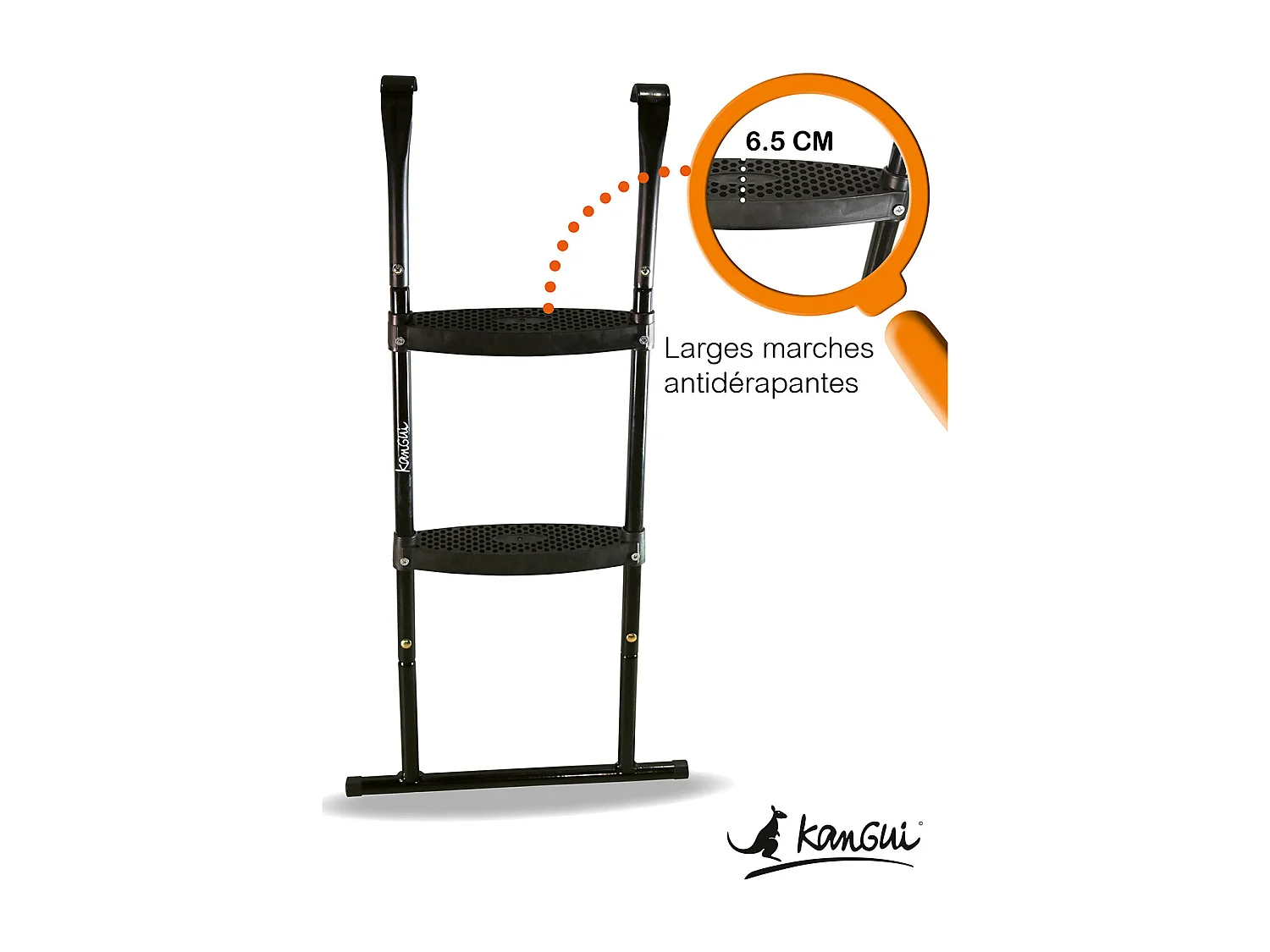 Kangui - Trampoline de jardin 244 cm + filet de sécurité + échelle JUMPI Taupe/Vert 250