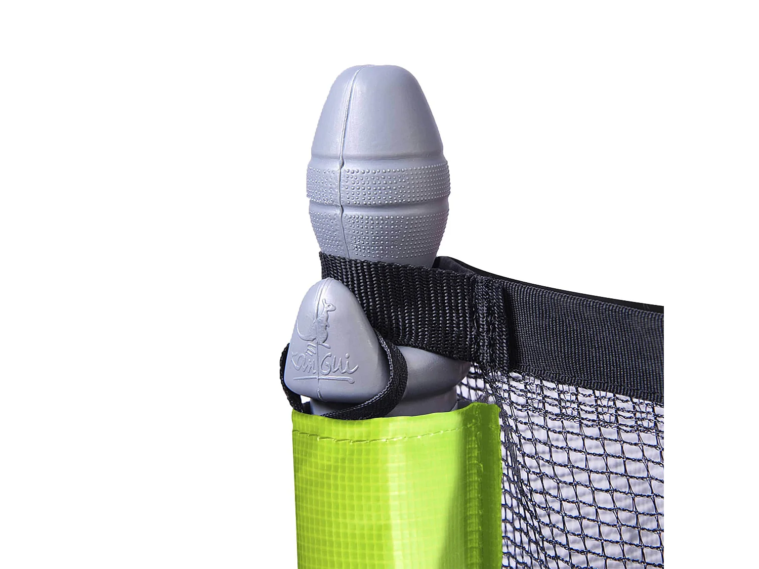 Kangui - Trampoline de jardin 426 cm + filet + échelle + bâche + kit d'ancrage JUMPI Taupe/Vert