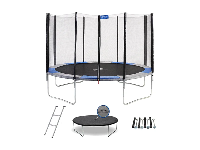 Kangui - Trampoline rond Ø360cm avec filet, échelle, bâche et kit d'ancrage - RALLI 360