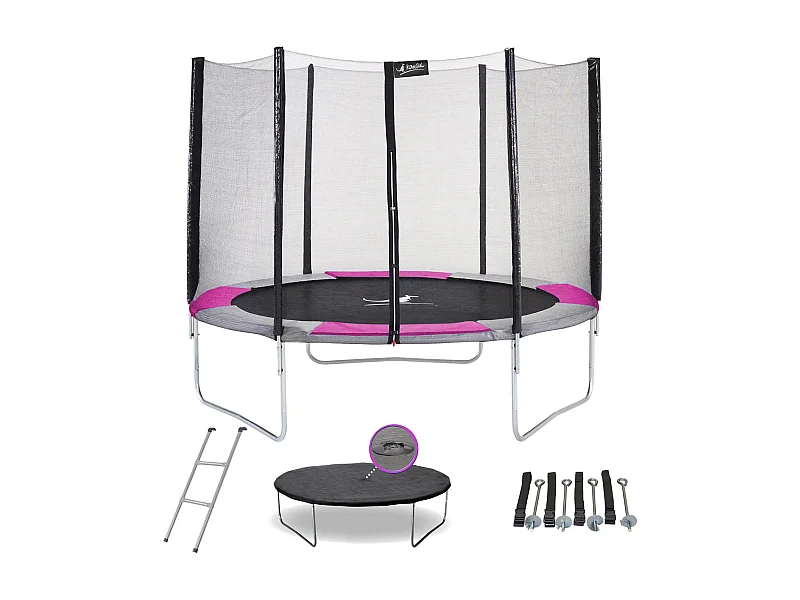 Kangui - Trampoline rond Ø300cm avec filet, échelle, bâche et kit d'ancrage - RALLI 300